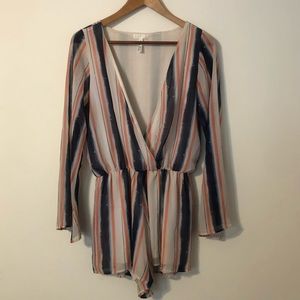 Blue and Pink Striped Romper